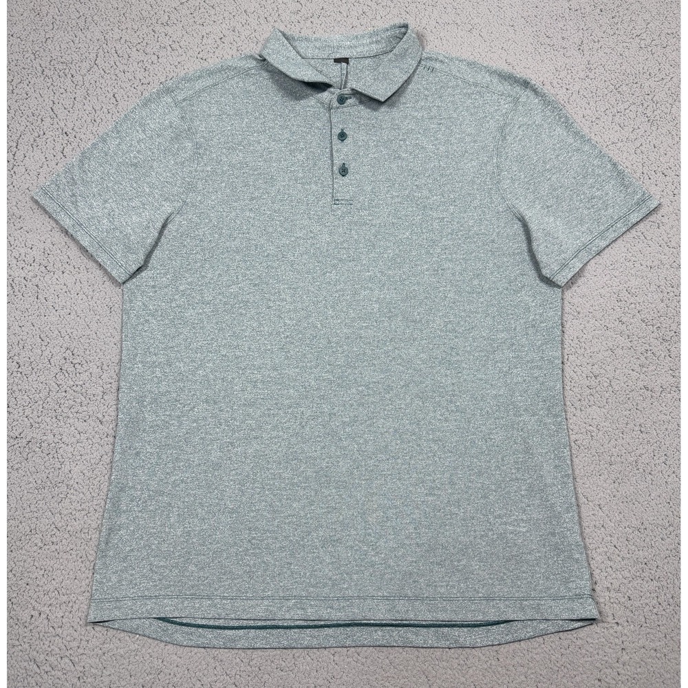 Lululemon Polo Shirt Mens Large Gray Short Sleeve Moisture Wicking Golf‎